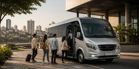 Micro-ônibus branco da BH Vans para grupos pequenos e médios