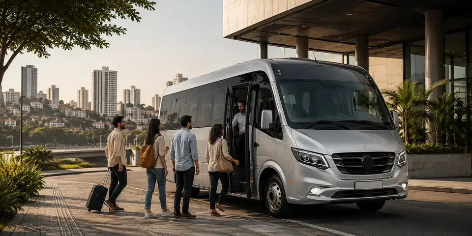 Micro-ônibus branco da BH Vans para grupos pequenos e médios